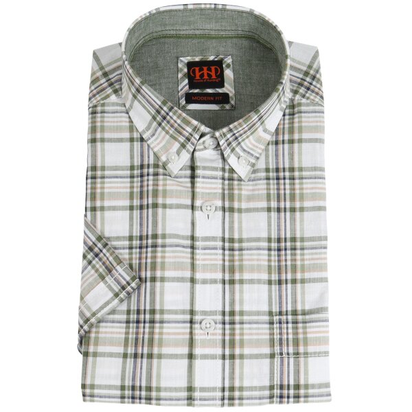 House of Hunting Sommerhemd KAIN grün / weiß