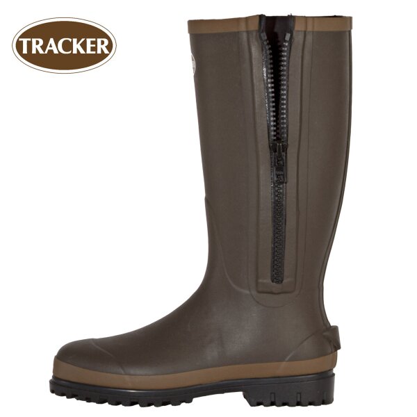 Tracker Gummistiefel Comfort aus Kautschuk mit Jersey Innenfutter & Reißverschluss Farbe braun