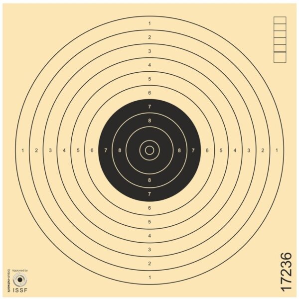 Luftpistolen-Scheiben 17 x 17 cm mit 10er Ring - nummeriert